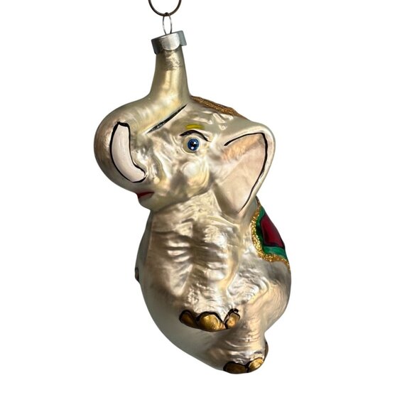 Rauch Blown Glass Circus Elephant Ornament Silver Multicolor 6 Inch Collectible - Picture 2 of 7